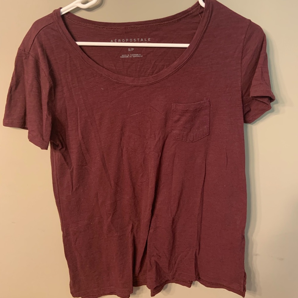 Aeropostale Maroon Pocket Tee